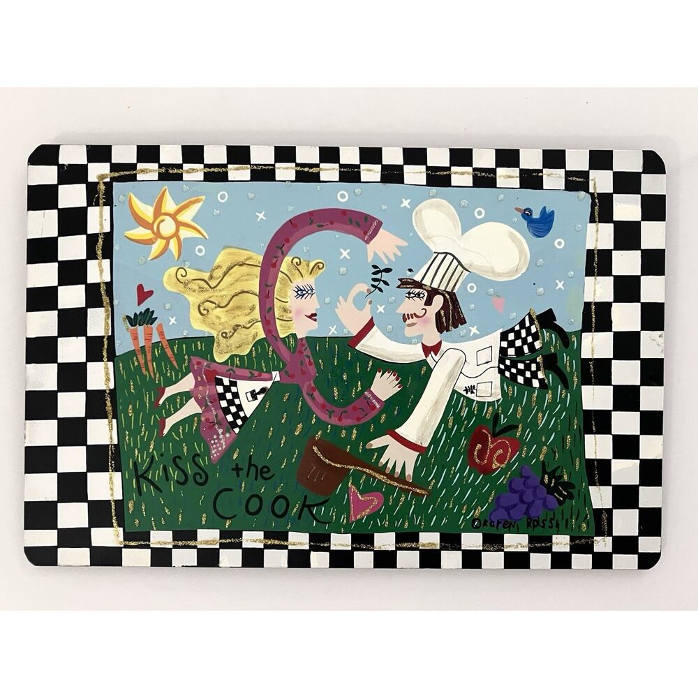 Karen Rossi Metal Kitchen Sign 12 X 8 In - Kiss The Cook - Silvestre - Whimsical